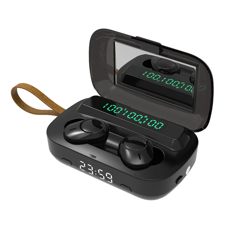 M13 TWS mirror clock flashlight 4 in 1 bluetoth earbud IPX7 waterproof sport stereo wireless earphone, Black
M13 TWS mirror clock flashlight 4 in 1 bluetoth earbud IPX7 waterproof sport stereo wireless earphone, Black