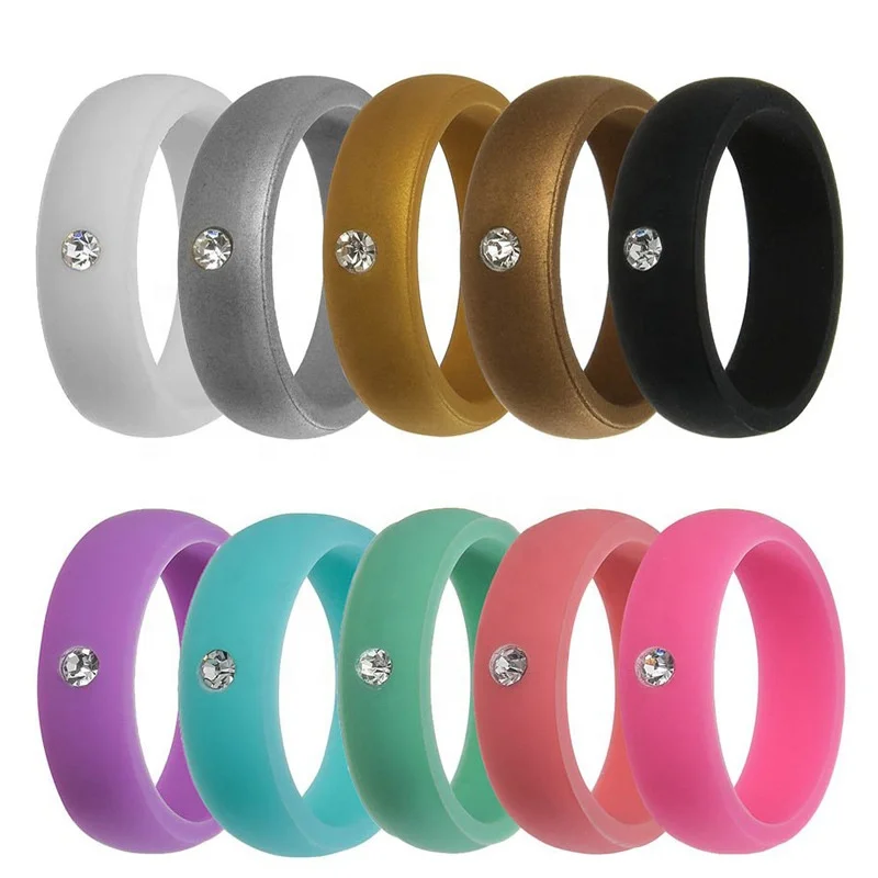 European and American Jewelry Classic Rhinestone Diamond Wedding 5.7mm Wide 10 Color Group Silicone Ring, Customized color
European and American Jewelry Classic Rhinestone Diamond Wedding 5.7mm Wide 10 Color Group Silicone Ring, Customized color
