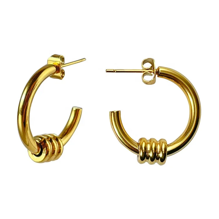 18K Gold Plated Stainless Steel Jewelry C Shaped Small Hoop Earrings Women Geometric Circle Accessories Earrings E211342
18K Gold Plated Stainless Steel Jewelry C Shaped Small Hoop Earrings Women Geometric Circle Accessories Earrings E211342