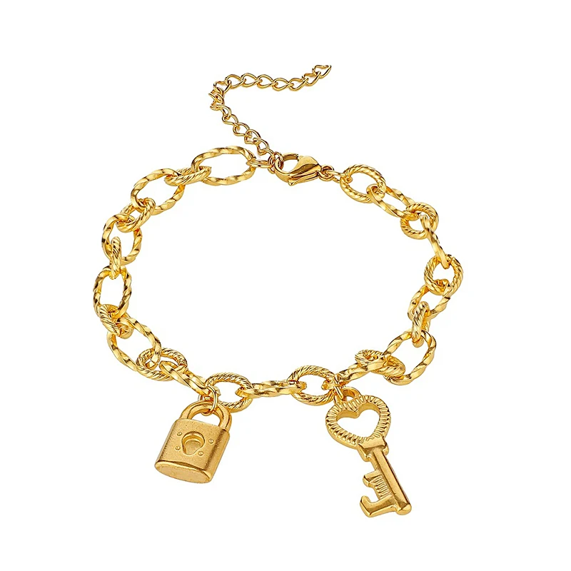 High Quality 18k Gold Plated Stainless Steel Charm Elegant Lock And Key Chain Bracelet Acier Inoxydable
High Quality 18k Gold Plated Stainless Steel Charm Elegant Lock And Key Chain Bracelet Acier Inoxydable