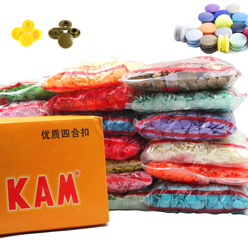 

1000set/box KAM Resin Snap Button Size 1/2inch T5 Glossy Plastic Resin Fasteners No-Sew Buttons 60 colors are available in stock