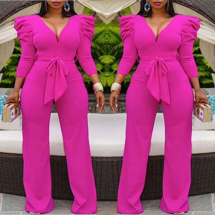 Good Quality Solid Color Deep V Neck Belt Plus Size Fashion 2021 Long Sleeve Jumpsuit Women Wide Leg Romper
Good Quality Solid Color Deep V Neck Belt Plus Size Fashion 2021 Long Sleeve Jumpsuit Women Wide Leg Romper