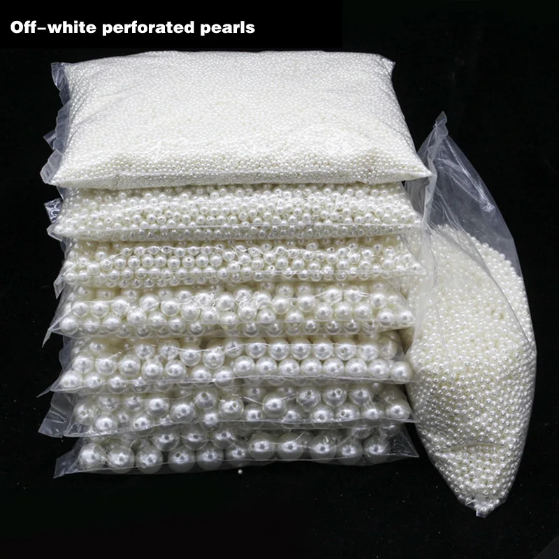 

2021 Pearl Beads ABS loose Round Beads Craft For Fashion Jewelry Making white beige DIY Imitation Garment beads, Rice white,pure white