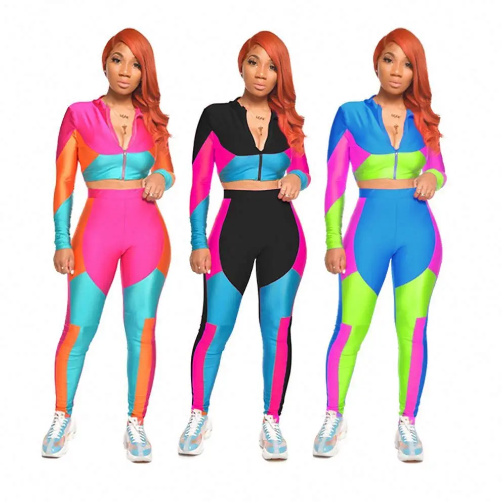 2020 Autumn Custom Colorful Stitching Zipper Suit Women 2 Piece Outfit Sport Wear Tracksuits Set
2020 Autumn Custom Colorful Stitching Zipper Suit Women 2 Piece Outfit Sport Wear Tracksuits Set
