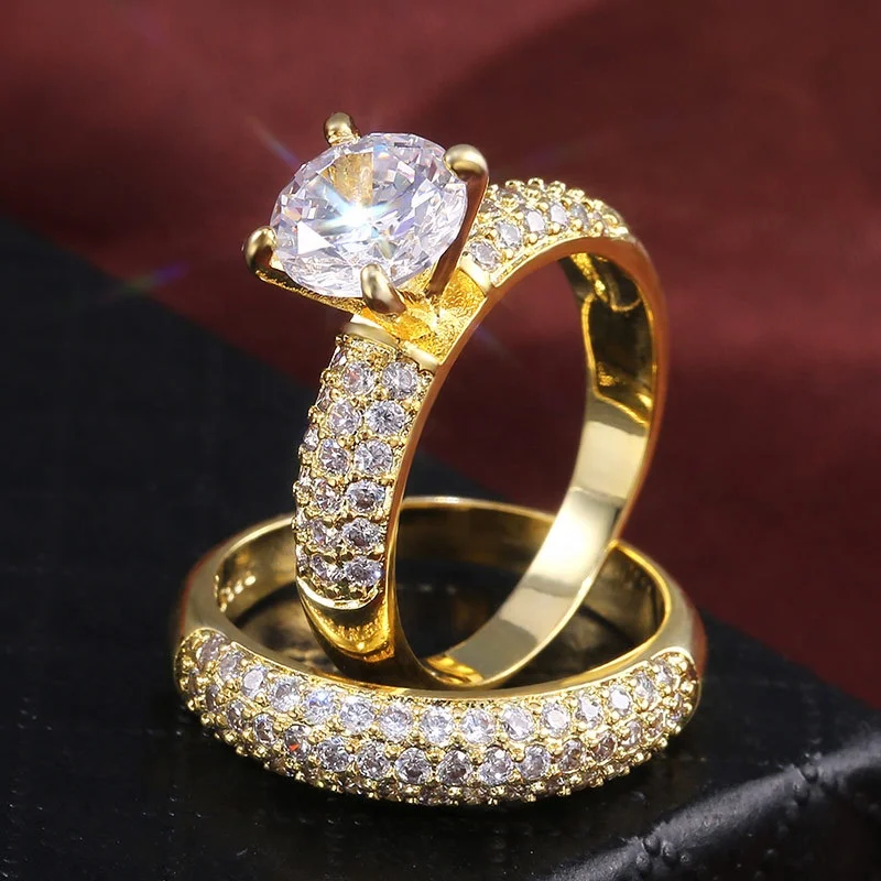 Sparkling Full Zircon wedding ring set for women Top quality Gold Silver color Engagement party jewelry bague femme
Sparkling Full Zircon wedding ring set for women Top quality Gold Silver color Engagement party jewelry bague femme