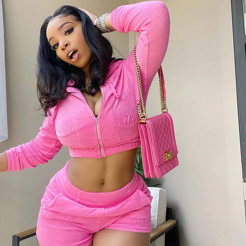 2021 summer pink biker shorts two piece set spring sexy 2 piece short hoodie sets women clothing
2021 summer pink biker shorts two piece set spring sexy 2 piece short hoodie sets women clothing