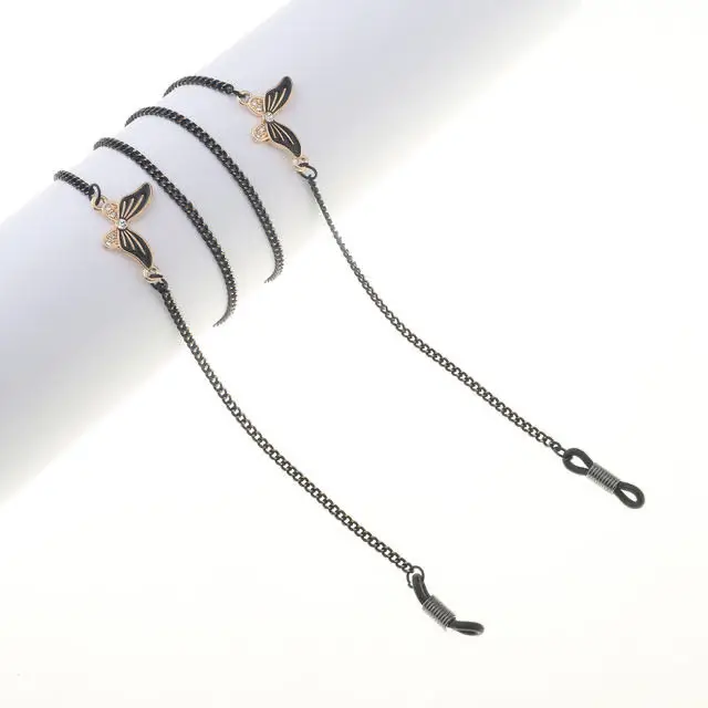 Non-slip Popular Metal Eyewear Rope Black Rhinestone Butterfly Pendant Handmade Eyeglass Chain
Non-slip Popular Metal Eyewear Rope Black Rhinestone Butterfly Pendant Handmade Eyeglass Chain
