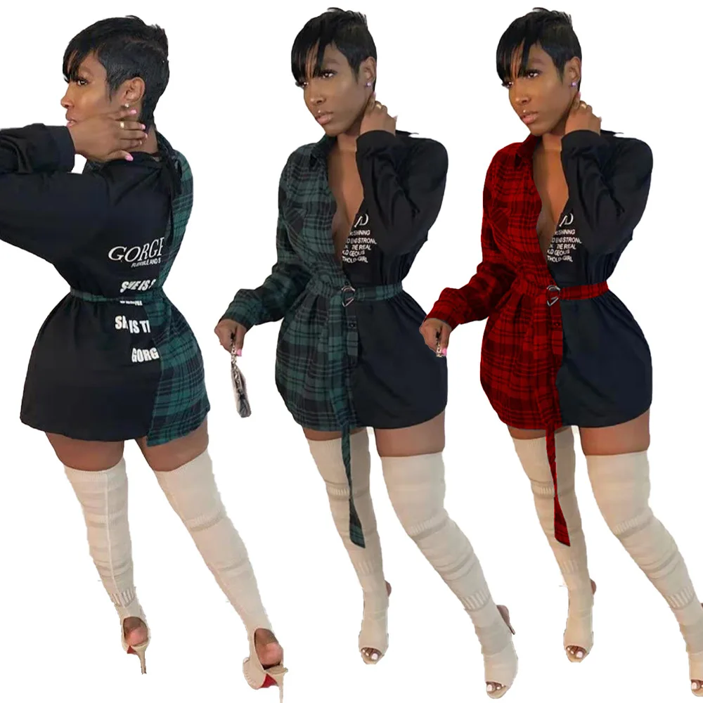 Women's contrast Plaid patchwork irregular collar lace up shirt
Women's contrast Plaid patchwork irregular collar lace up shirt