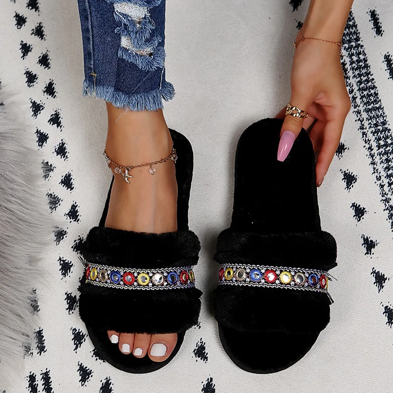 2021 Women Fur Slippers Winter Big Size Slippers Plush Women Indoor Warm Fluffy Cotton Shoes, White,black
2021 Women Fur Slippers Winter Big Size Slippers Plush Women Indoor Warm Fluffy Cotton Shoes, White,black