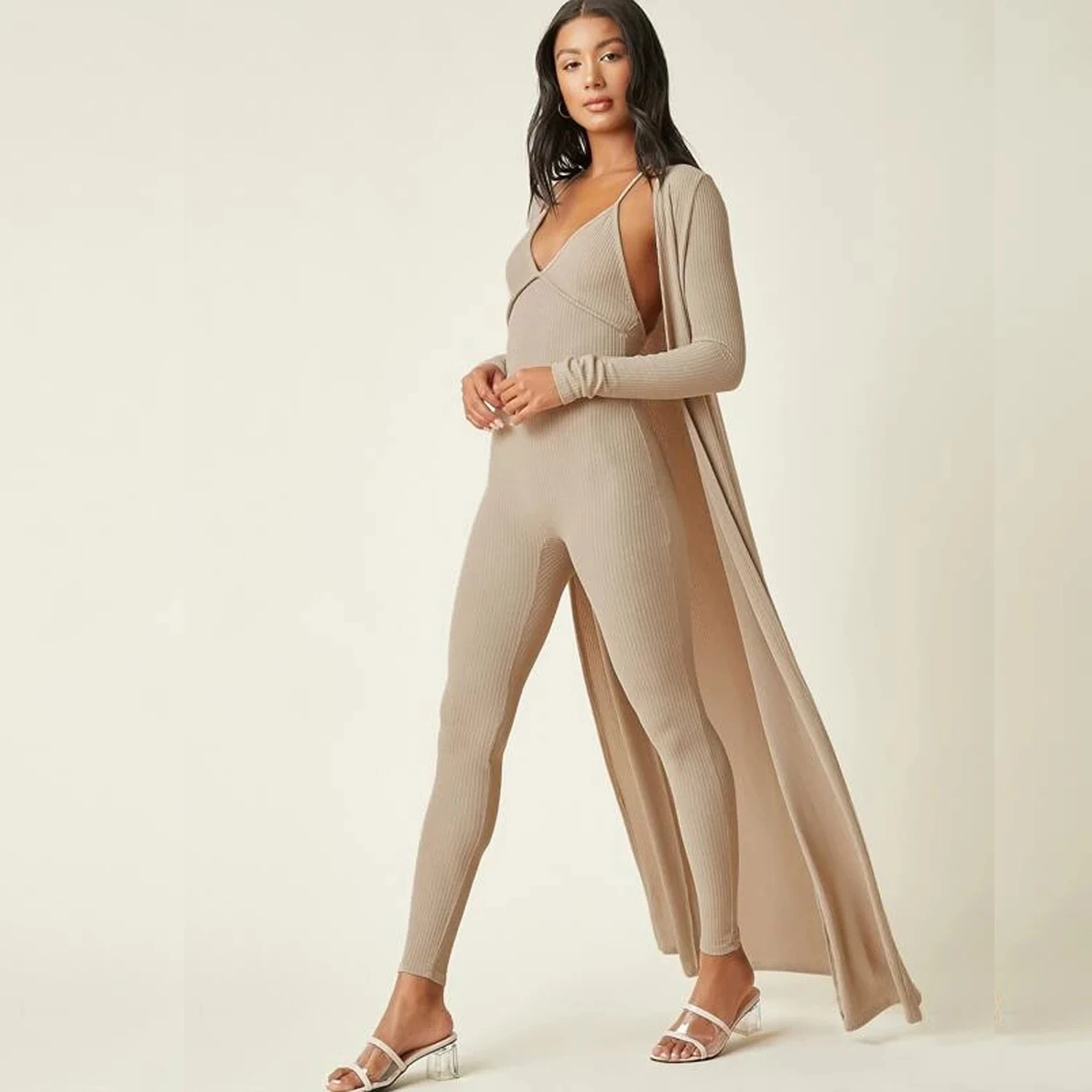 Cardigan Set Skinny Ribbed Jumpsuit women 2020 Autumn Winter Women Two Piece Set
Cardigan Set Skinny Ribbed Jumpsuit women 2020 Autumn Winter Women Two Piece Set