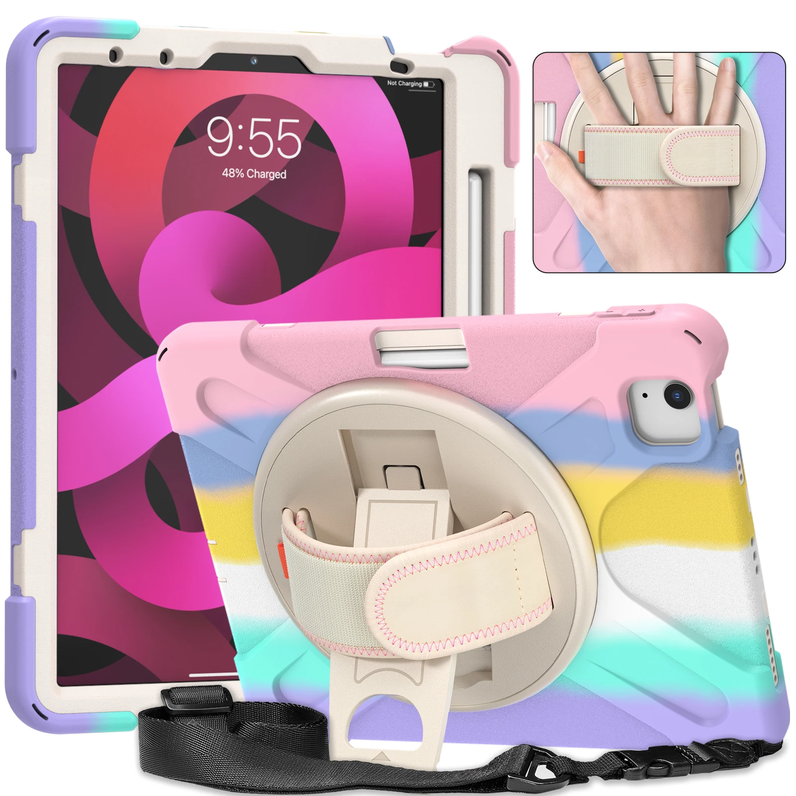 Case For iPad Air 4 10.9'' 2020 Tablet Cover 360 Rotation Hand Kickstand Silicone Case Colorful Rainbow Tablet Cover
Case For iPad Air 4 10.9'' 2020 Tablet Cover 360 Rotation Hand Kickstand Silicone Case Colorful Rainbow Tablet Cover