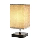 Depuley Warm White Decorative Fabric Shade Solid Wood Bedside LED Table Lamp Night Light