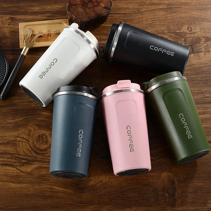 

380ml 510ml Stainless Steel Coffee Thermos Mug Portable Car Vacuum Flasks Travel Thermo Cup Water Bottle Thermocup, Red white black coffee
