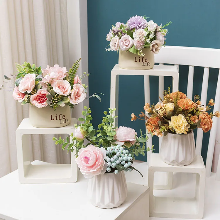 Simulation rose hydrangea sunflower artificial mixed flower decoration fabric potted wedding decor artificial flowers with vase, Yellow,pink,purple and other customized...
Simulation rose hydrangea sunflower artificial mixed flower decoration fabric potted wedding decor artificial flowers with vase, Yellow,pink,purple and other customized...