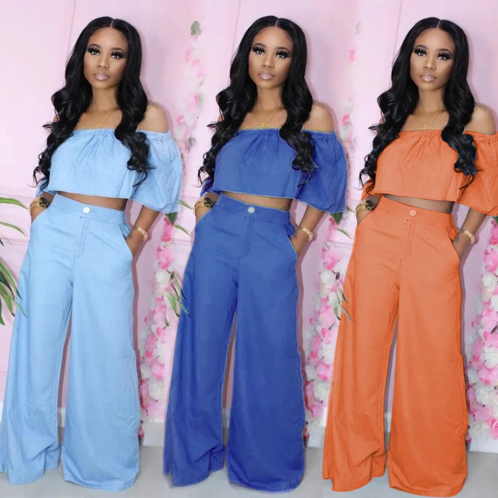2021 summer fashion loose denim off shoulder off shoulder crop top and wide leg pants shorts sets for women two pieces jeans, 3 colors
2021 summer fashion loose denim off shoulder off shoulder crop top and wide leg pants shorts sets for women two pieces jeans, 3 colors