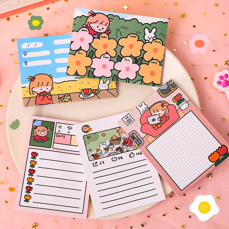 

50 pages per pack Kawaii Cartoon Sticky Notes Notebook Hand Account Sticker Note Paper Portable Small Notebook Memo