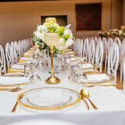 Factory Glass Wedding Plate Chargers 12.5 Inch Wholesale Wedding Plates Gold Beaded