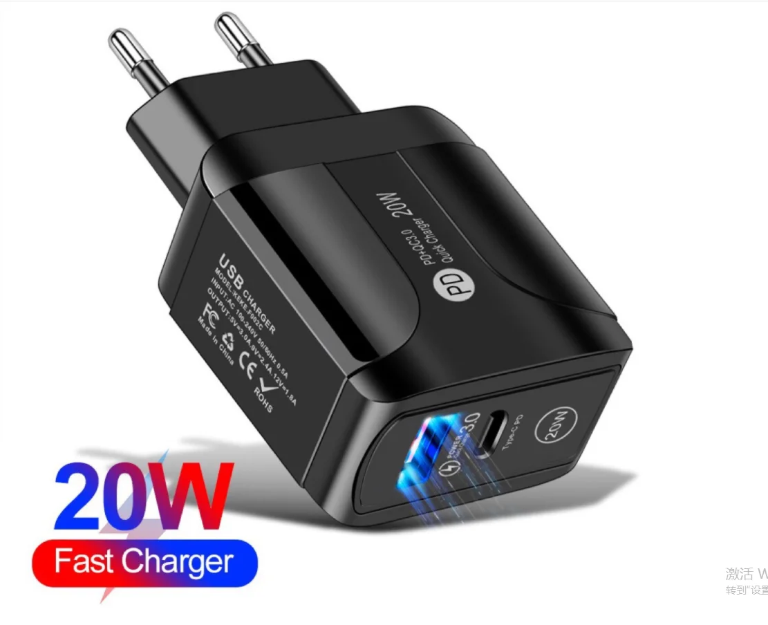 20W USB A with USB C 2 port charger typ-c PD wall charger for Android charger for iPhone Samsung Huawei Google Pixel and more
20W USB A with USB C 2 port charger typ-c PD wall charger for Android charger for iPhone Samsung Huawei Google Pixel and more