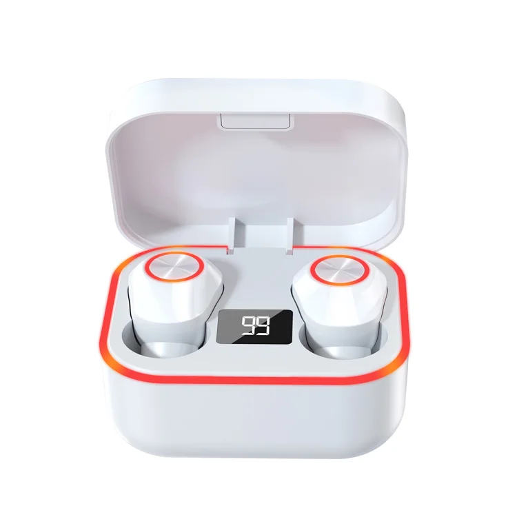 

TWS Earphone Stereo Earbud Headset with Charging Pod Wireless Headphone for All Smart Phone, White