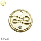 Fashion light gold metal rhinestone circle pendants alloy brand logo metal charms accessory for lady bangle