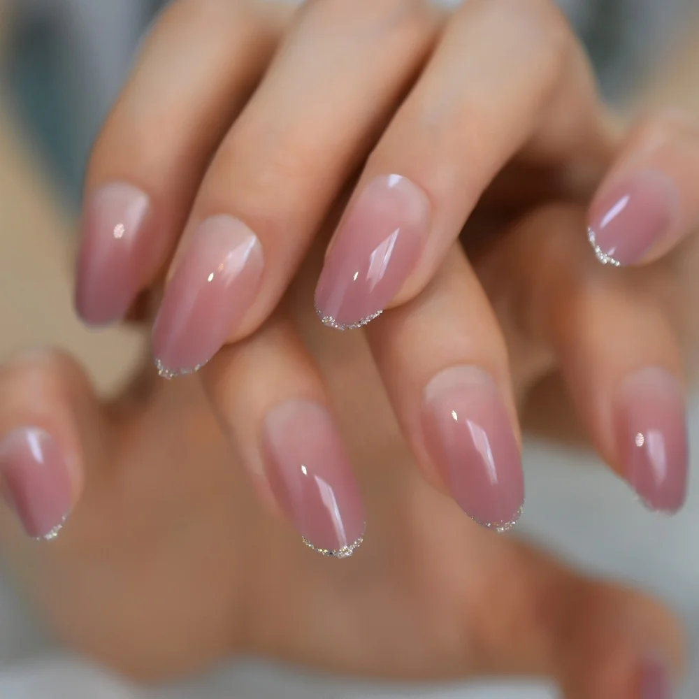 Light Pink Glitter Fake Nail Curved Beauty Oval Abs Nail Art Natural Full Cover Sweet Acrylic Decoration False Nails L5656
Light Pink Glitter Fake Nail Curved Beauty Oval Abs Nail Art Natural Full Cover Sweet Acrylic Decoration False Nails L5656