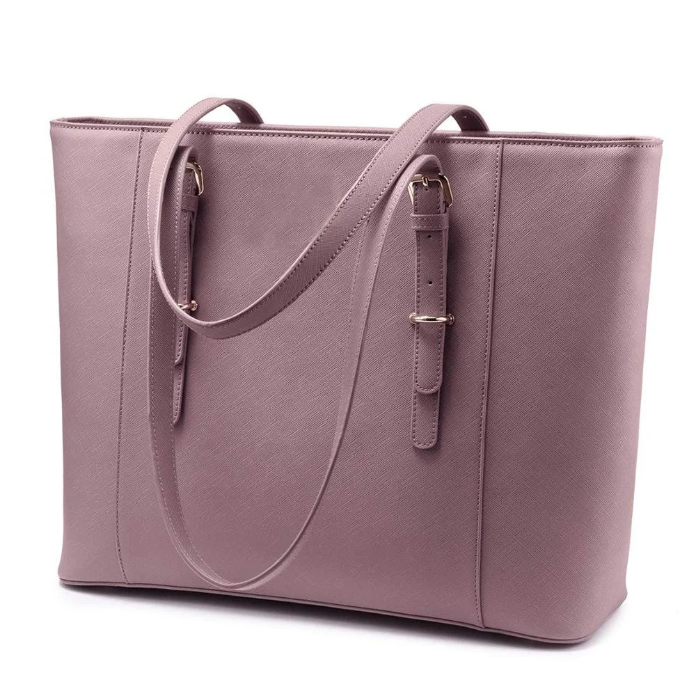 

Big Capacity Women Multi-pocket Briefcase Business Laptop Bag Stands up with Padded Compartment 15 Inches, Purple, can be customized