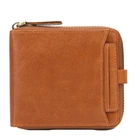 2019 fashion Head layer cowhide men wallet European style oil wax leather wallet for men vintage zipper wallet