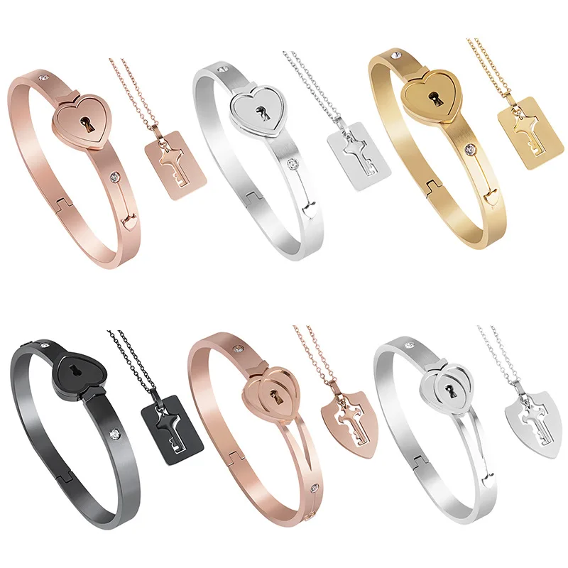 DAIHE Fashion Stainless Steel Zircon Love Heart Lock Bracelet Key Necklace Gold Plated Friend Couple Jewelry Bracelet for Women
DAIHE Fashion Stainless Steel Zircon Love Heart Lock Bracelet Key Necklace Gold Plated Friend Couple Jewelry Bracelet for Women