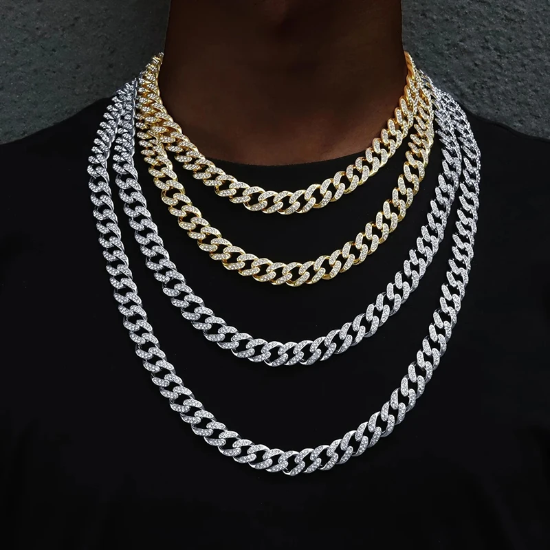 Fashion Bling Rhinestone Hip Hop Cuban Link Chain Necklace Gold Plated Iced Out Rapper Crystal Necklace Jewelry
Fashion Bling Rhinestone Hip Hop Cuban Link Chain Necklace Gold Plated Iced Out Rapper Crystal Necklace Jewelry
