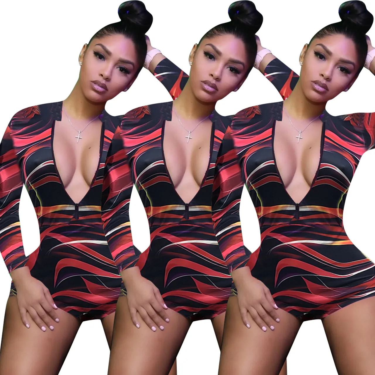 Summer solid color long sleeve jumpsuit chest curve short jumpsuits for women sexy bodycon rompers
Summer solid color long sleeve jumpsuit chest curve short jumpsuits for women sexy bodycon rompers
