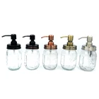 16oz 500ml cosmetic lotion shampoo clear glass empty mason jar metal lotion pump mason bottle
