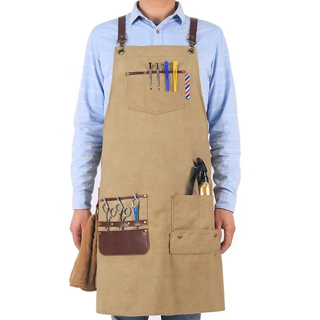 SunYue Wholesale Brown Waxed Canvas Barber Leather Apron Logo, Can be customized
SunYue Wholesale Brown Waxed Canvas Barber Leather Apron Logo, Can be customized