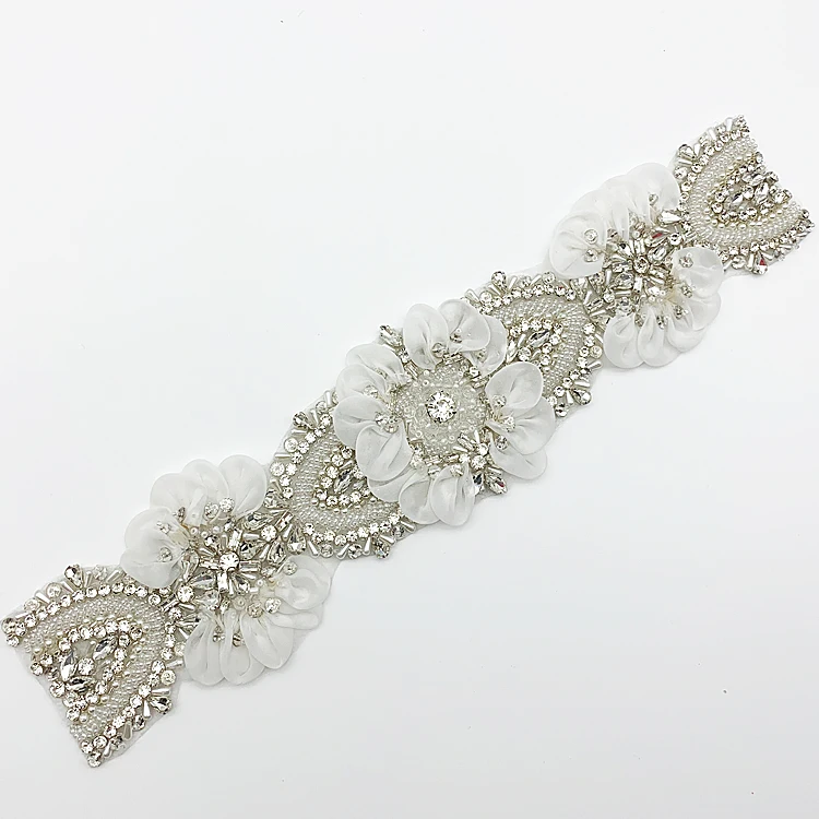 Handmade Chiffon Flower 3D Flower Embroidered Crystal Rhinestone Applique Patches Iron on Wedding Applique for Bridal, Ivory
Handmade Chiffon Flower 3D Flower Embroidered Crystal Rhinestone Applique Patches Iron on Wedding Applique for Bridal, Ivory
