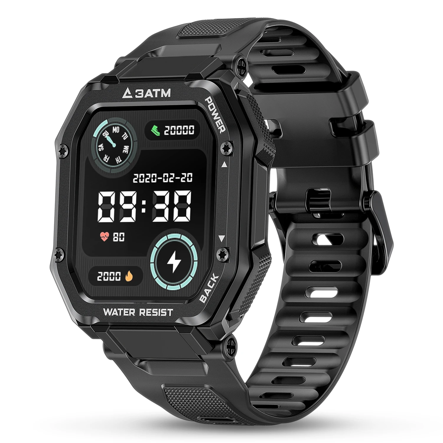 

Smartwatch 2021 Rugged Watch For Men Outdoor Sports Waterproof Fitness Tracker Blood Pressure Monitor Smart Watch