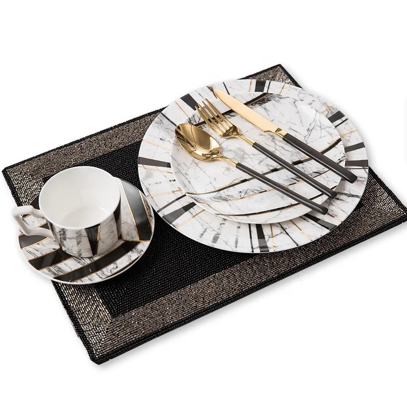 Latest design high end dinner set porcelain restaurant black white dinnerware wholesale charger plates for wedding
Latest design high end dinner set porcelain restaurant black white dinnerware wholesale charger plates for wedding