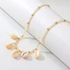 elegant pattern pendant simple seed bead choker shell necklace