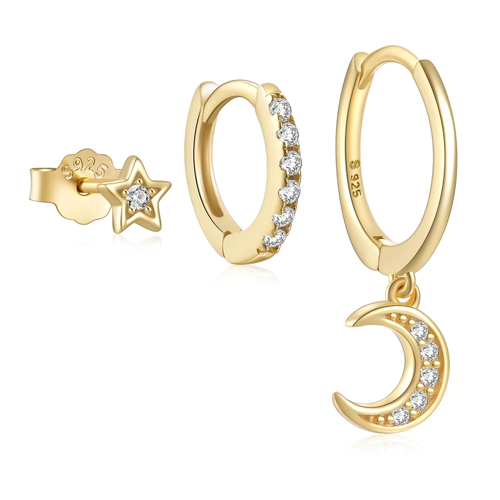 fashion silver jewelry women 925 sterling silver moon and star earrings sets gold plated hoop earrings for women dropshipping
fashion silver jewelry women 925 sterling silver moon and star earrings sets gold plated hoop earrings for women dropshipping