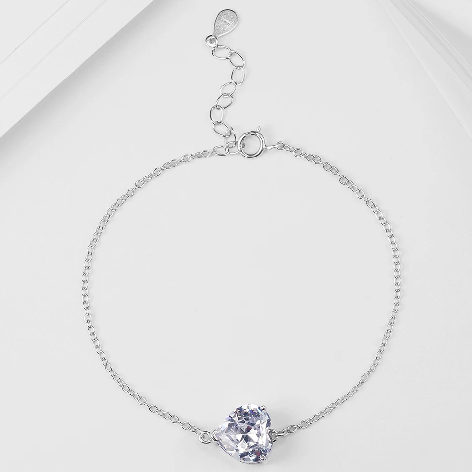 Classic 925 Sterling Silver Adjustable Chain Bracelet with Sparkling Crystal heart Charm Bracelet For Women Fashion Jewelry
Classic 925 Sterling Silver Adjustable Chain Bracelet with Sparkling Crystal heart Charm Bracelet For Women Fashion Jewelry
