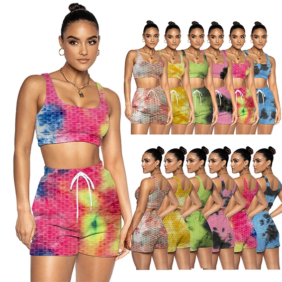 2021 Summer active wear yoga tracksuits 2 piece sports bras and legging workout bubble tie dye gym fitness set, As picture shows or customized color
2021 Summer active wear yoga tracksuits 2 piece sports bras and legging workout bubble tie dye gym fitness set, As picture shows or customized color