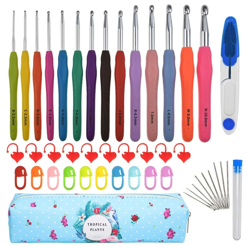 Crochet Hooks Set Knitting 14 Size Soft Handle 2.0(B)-10.0mm(N) Needles Crochet Hooks Knitting Sewing Accessories Kit With Bag
Crochet Hooks Set Knitting 14 Size Soft Handle 2.0(B)-10.0mm(N) Needles Crochet Hooks Knitting Sewing Accessories Kit With Bag