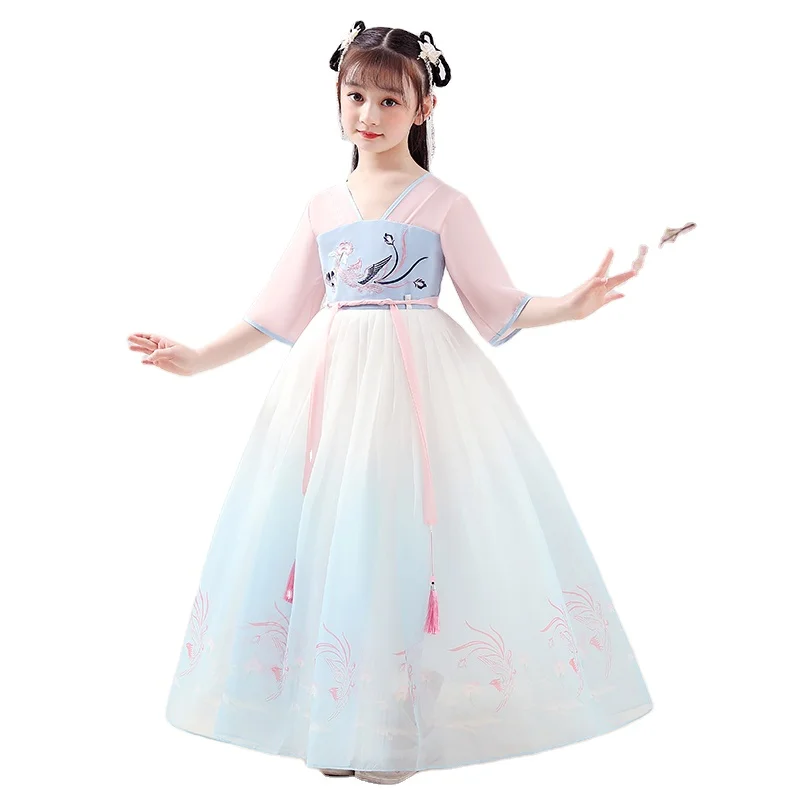 Chinese girls' costume for stage performance New girls' fairy dress in spring Hanfu dress 6-year-old girl's red dress 
Chinese girls' costume for stage performance New girls' fairy dress in spring Hanfu dress 6-year-old girl's red dress