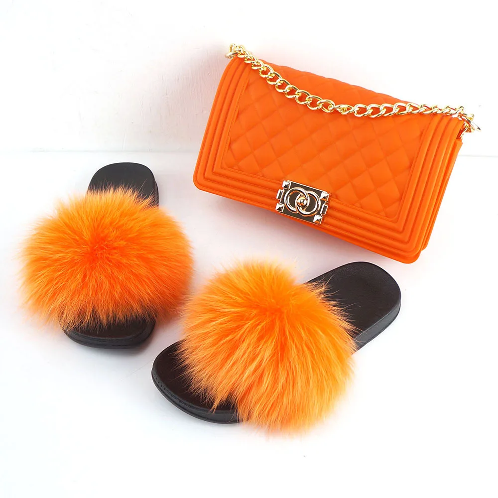 New design style outdoor sandals fox fur slides real fox fur slipper jelly bag fur slides with purse set for women, Customized color
New design style outdoor sandals fox fur slides real fox fur slipper jelly bag fur slides with purse set for women, Customized color