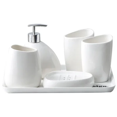 High Quality Ceramic Bathroom Accessories Pure White Cobblestone Style 5 Pieces Bathroom Set
High Quality Ceramic Bathroom Accessories Pure White Cobblestone Style 5 Pieces Bathroom Set