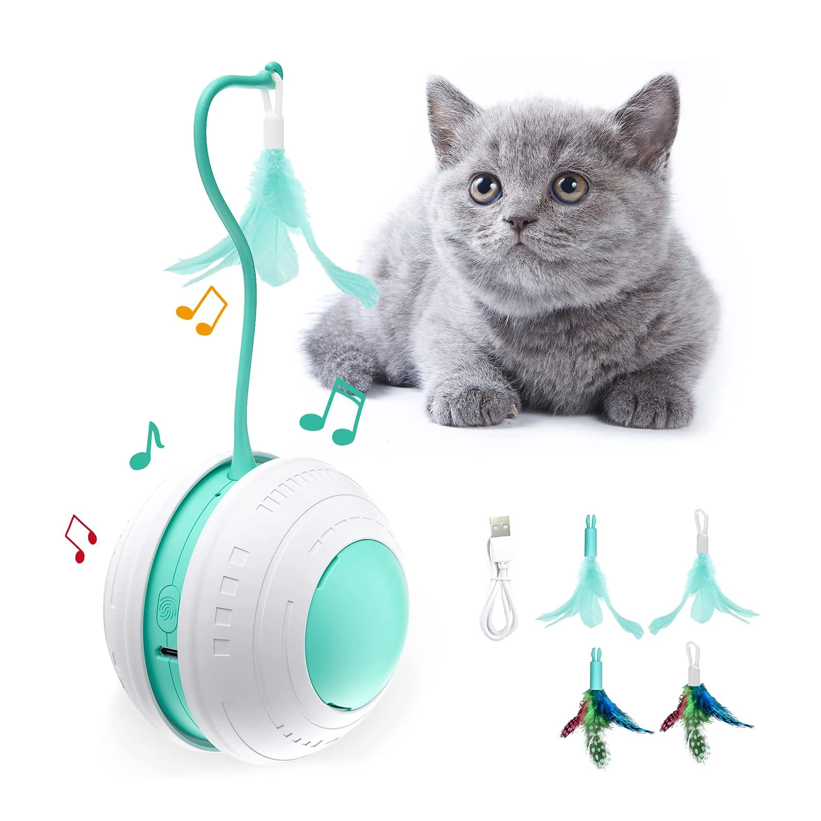 Led Light USB Charging 360 Degree Self Rotating Ball Moving cat Toys Feather Ball Feather Automatic Interactive Cat Toys for Cat
Led Light USB Charging 360 Degree Self Rotating Ball Moving cat Toys Feather Ball Feather Automatic Interactive Cat Toys for Cat