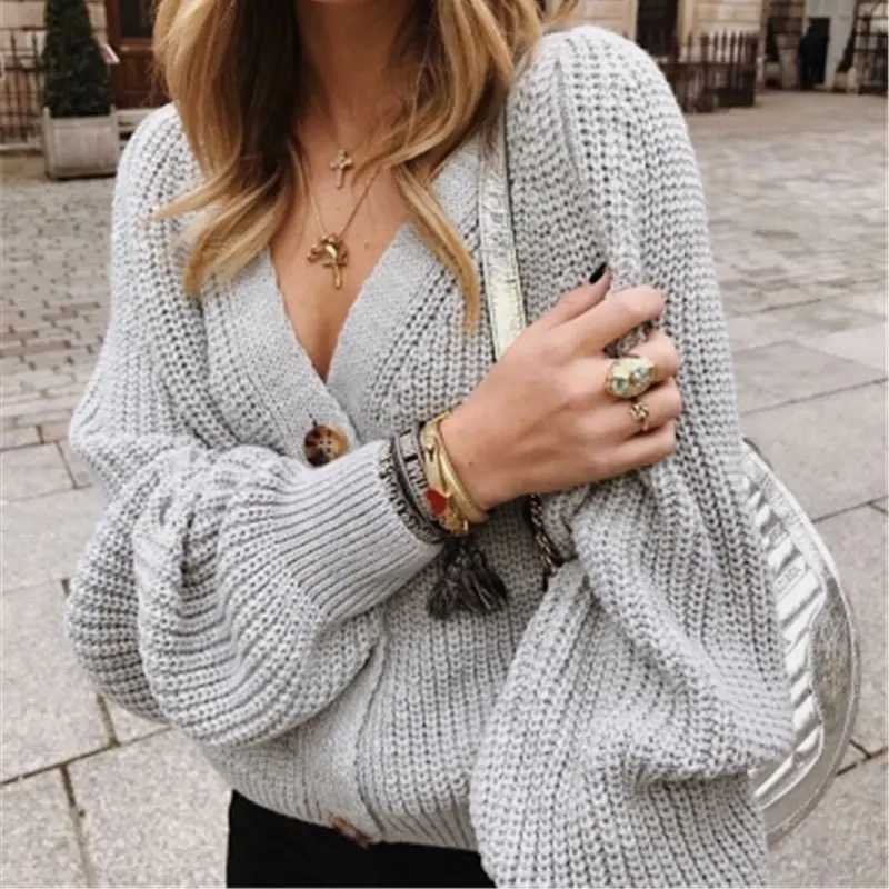 Lantern Sleeve Custom Ladies V Neck Fashion Knitwear Sexy Cardigan Sweater For Women
Lantern Sleeve Custom Ladies V Neck Fashion Knitwear Sexy Cardigan Sweater For Women