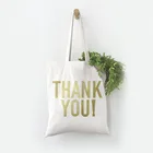 Vintage cotton canvas tote bag simple thank you craft favor for women large shopping bags