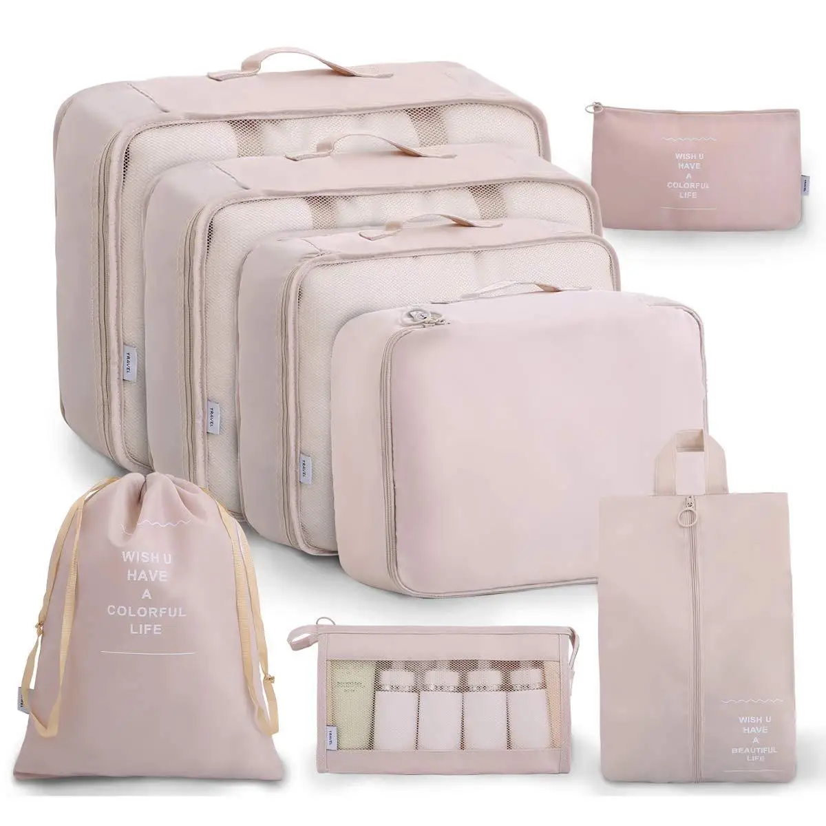 8 set packing cubes luggage packing organizersFoldable Travel Luggage Packing SetTravel Cloth Storage Bag for Luggage.
8 set packing cubes luggage packing organizersFoldable Travel Luggage Packing SetTravel Cloth Storage Bag for Luggage.