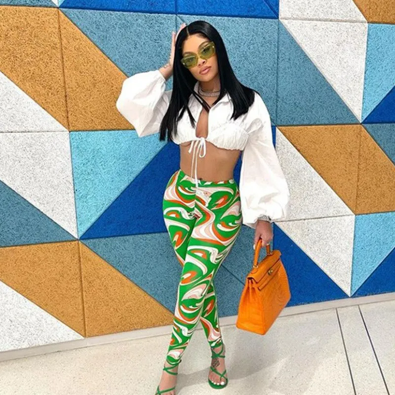 Fall Clothing Y2K 2021 Long Sleeve Lantern Sleeve Ladies Crop Top Blouse Two Piece High Waist Pants Women 2 pc Matching Set, White,orange,green
Fall Clothing Y2K 2021 Long Sleeve Lantern Sleeve Ladies Crop Top Blouse Two Piece High Waist Pants Women 2 pc Matching Set, White,orange,green