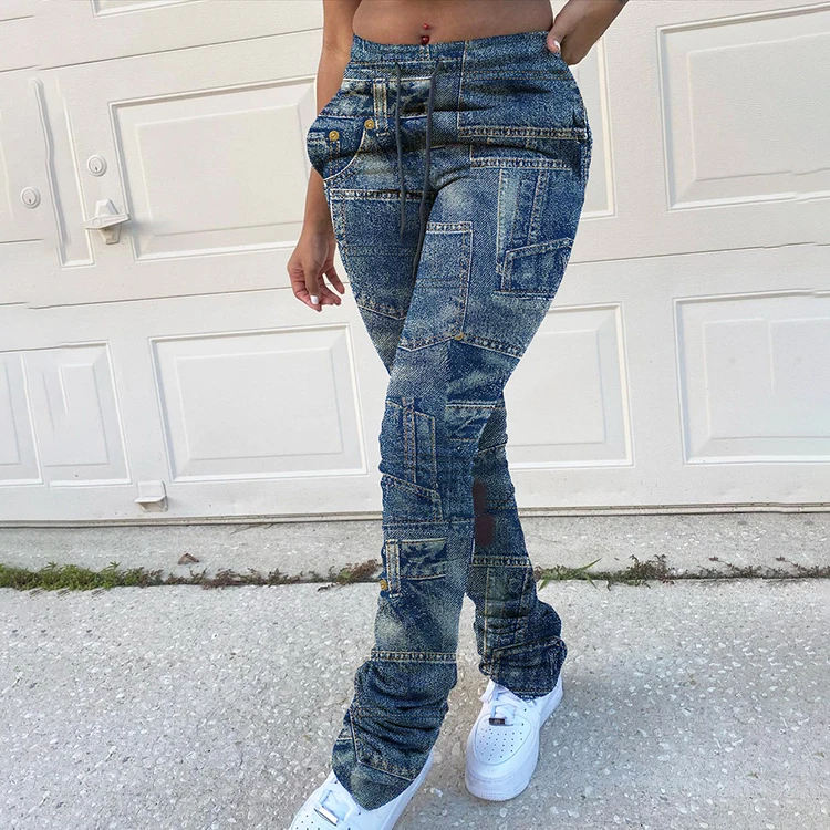 Fashion Printed Drawstring Stacked Trousers Jogging Casual Skinny High Waist Women Bottoms Fall Winter 2020 Long Pants -PT, Blue,light blue
Fashion Printed Drawstring Stacked Trousers Jogging Casual Skinny High Waist Women Bottoms Fall Winter 2020 Long Pants -PT, Blue,light blue
