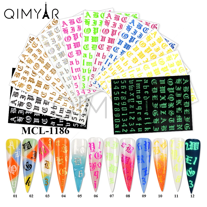 Gold 3D Laser English Letters Sticker Retro Alphabet glow in the dark nail art Stickers, 12colors
Gold 3D Laser English Letters Sticker Retro Alphabet glow in the dark nail art Stickers, 12colors